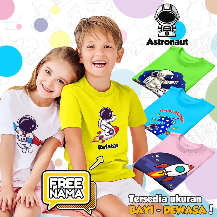 [FREE NAMA!!] Baju Kaos COUPLE  ANAK DAN DEWASA ASTRONOT BANYAK MOTIF