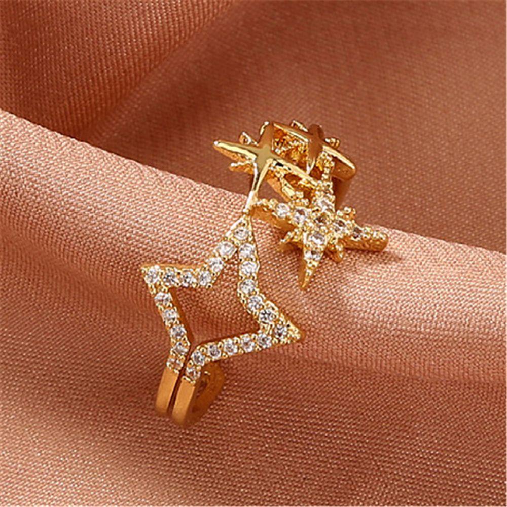 Solighter Cincin Terbuka Aksesoris Pernikahan Vintage Punk Zircon Untuk Wanita Perempuan Adjustable Ring