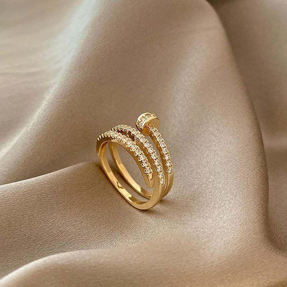 Needway Cincin Terbuka Kepribadian Gothic Multi-Layer Klasik Tembaga Gadis Wanita Knuckle Ring