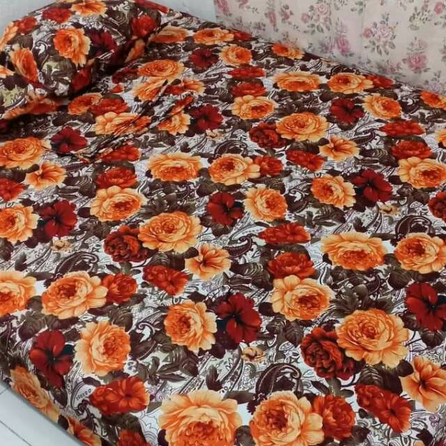 Seprai Homemade karakter bunga Motif Pink Brown