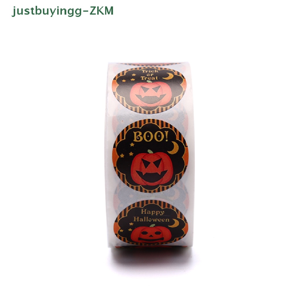 500 Pcs / Roll Stiker Kertas Motif Labu Halloween Untuk Dekorasi