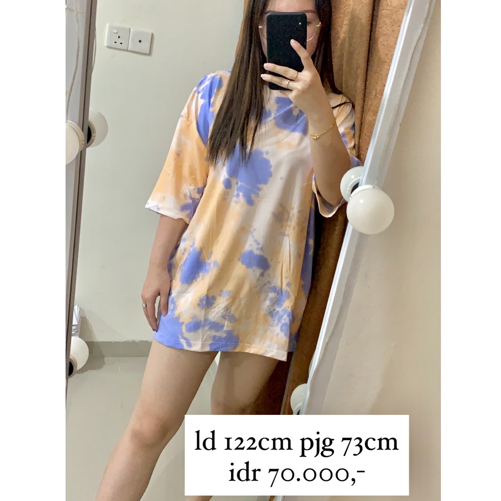 Oversize Tee Tshirt   Model Longgar Untuk Wanita Motif Tie Dye