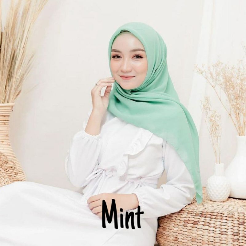 50 warna BELLA SQUARE JILBAB SEGI EMPAT POLLYCOTTON-bella mint