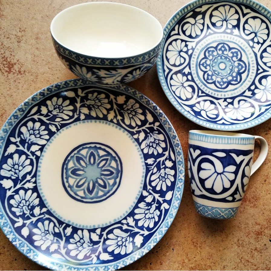 DINNER SET SANGO MOANA BLUE WHITE/ DINNER SET KERAMIK MOTIF BLUE WHITE