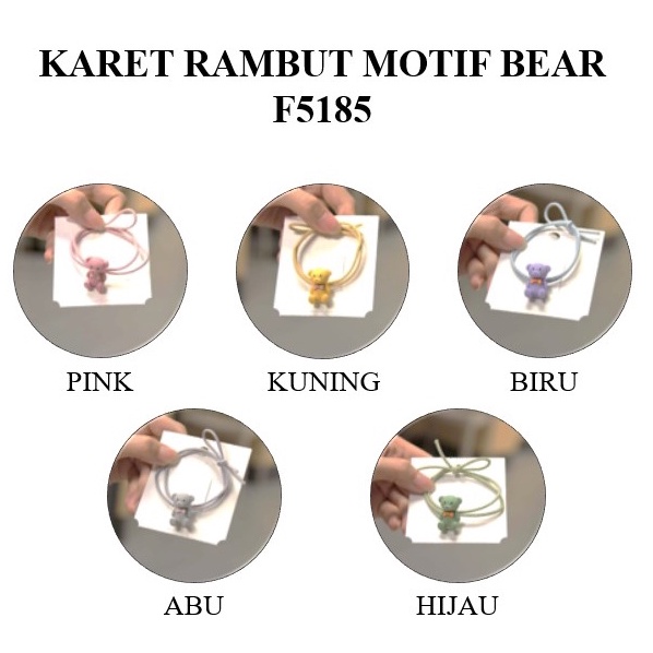OSM JKT F5185 Karet Rambut Motif Bear / Ikat Rambut Beruang / Ikat Rambut Lucu Korea / Kuncir Rambut Wanita / Cute Hairband-1