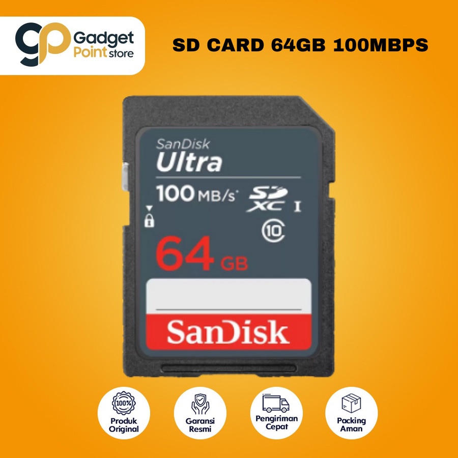 Sandisk Ultra SD CARD / SDCARD SDH 64GB Class 10  CL10 100MB/s Original - Garansi Resmi