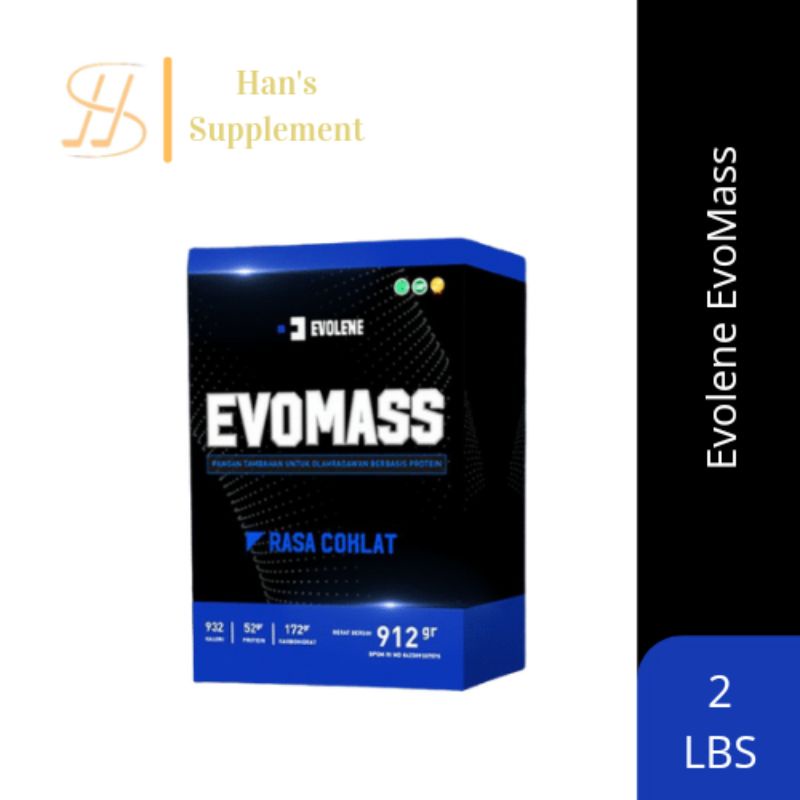 Evolene Coklat Evo Mass EvoMass Evomas 912 gram Gr 912gram 912gr 2lbs 2 lbs susu protein gainer