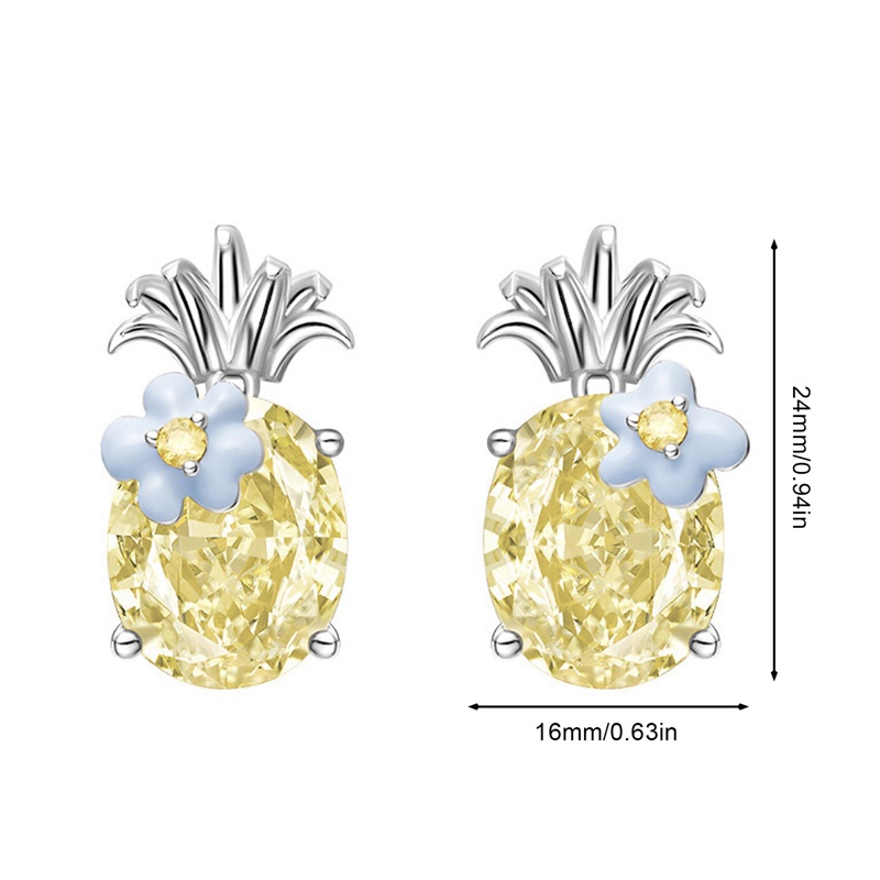 Anting Kristal Berlian Imitasi Bentuk Nanas Gaya Boho Untuk Wanita