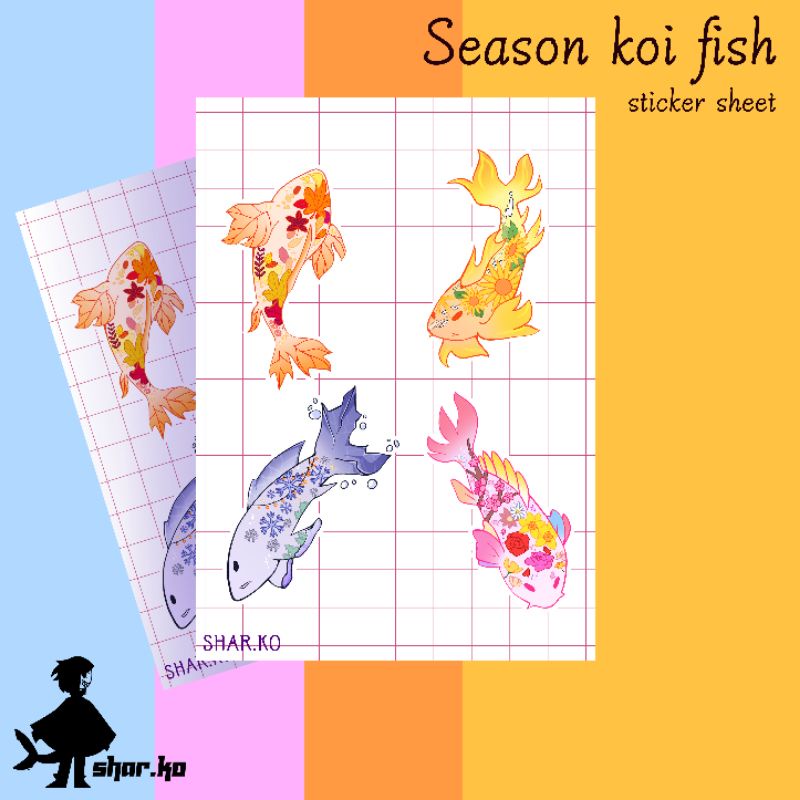 

Sticker Aesthetic - Seasonal Koi Fish Sticker sheet A6 [ANARCHIZT CREATIVES]
