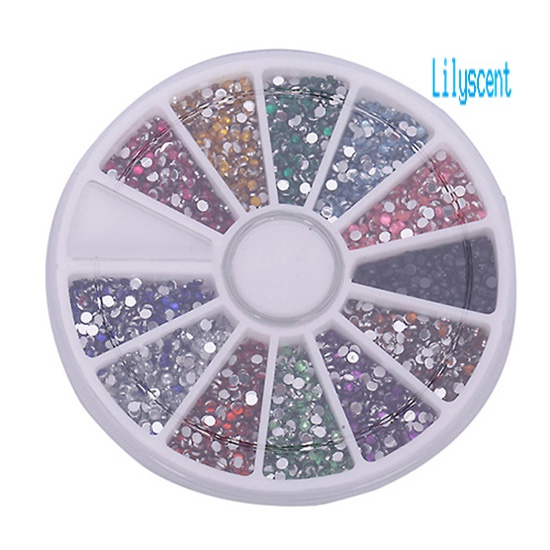 Lily 500pcs Berlian Imitasi Glitter 2.0mm 12 Warna Untuk Dekorasi Nail Art