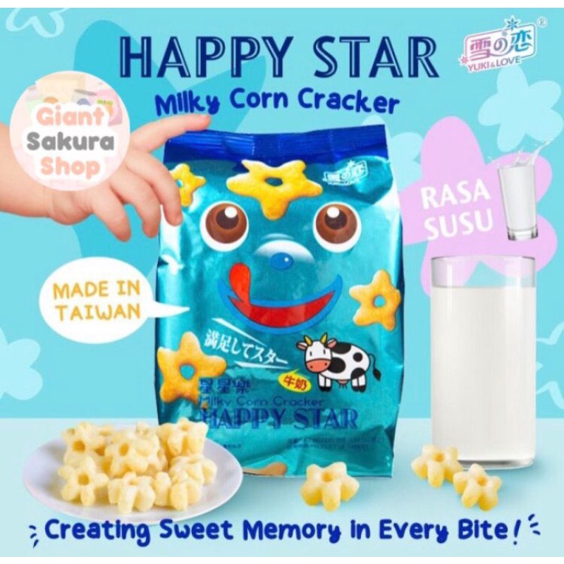 

Happy Star Milky Corn Cracker/ Snack impor/ cemilan impor