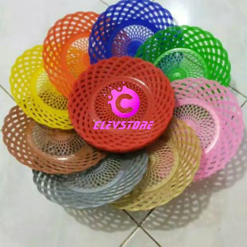 Piring Rotan / Piring Rotan Plastik Anyaman Lusinan (12pcs) | Shopee