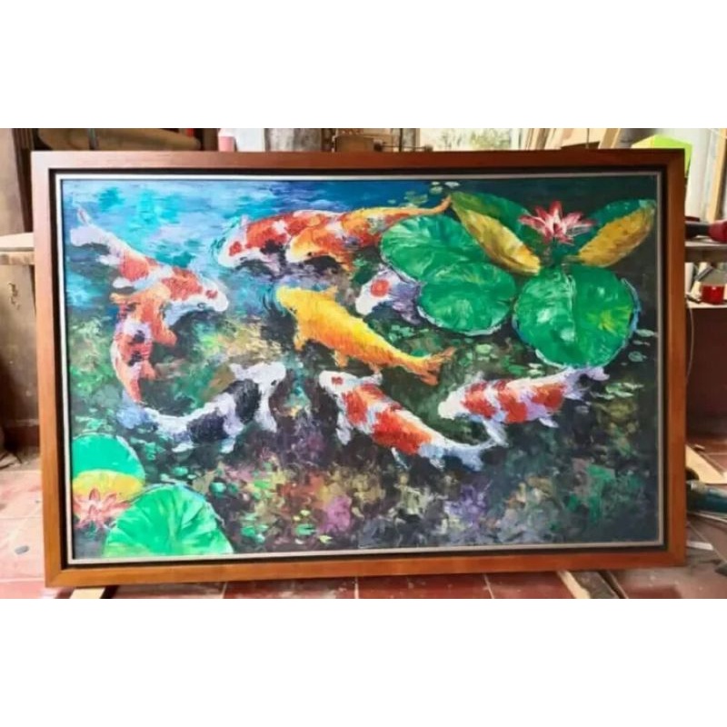 Lukisan dinding ikan koi//lukisan kanvas