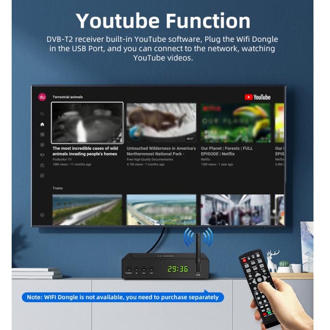 "BJM. 911061" Receiver Tv Set Top Box TANAKA DVB T2 Siaran Digital Suport Wifi Dongle Versi