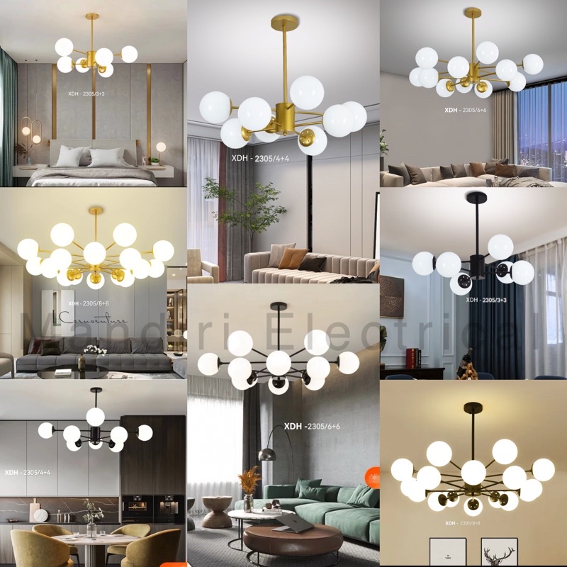 LAMPU GANTUNG MODERN MINIMALIS XDH 2035 KACA SUSU