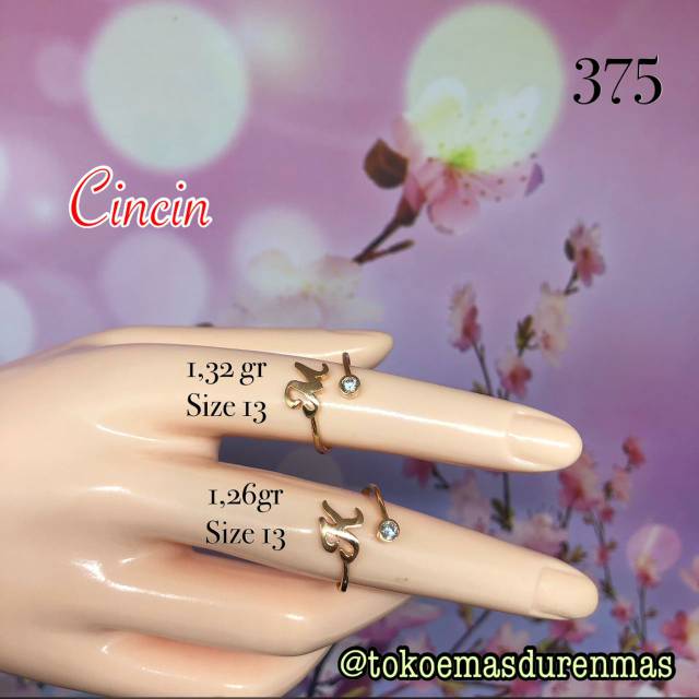 Cincin Emas Asli Kadar 375 Huruf