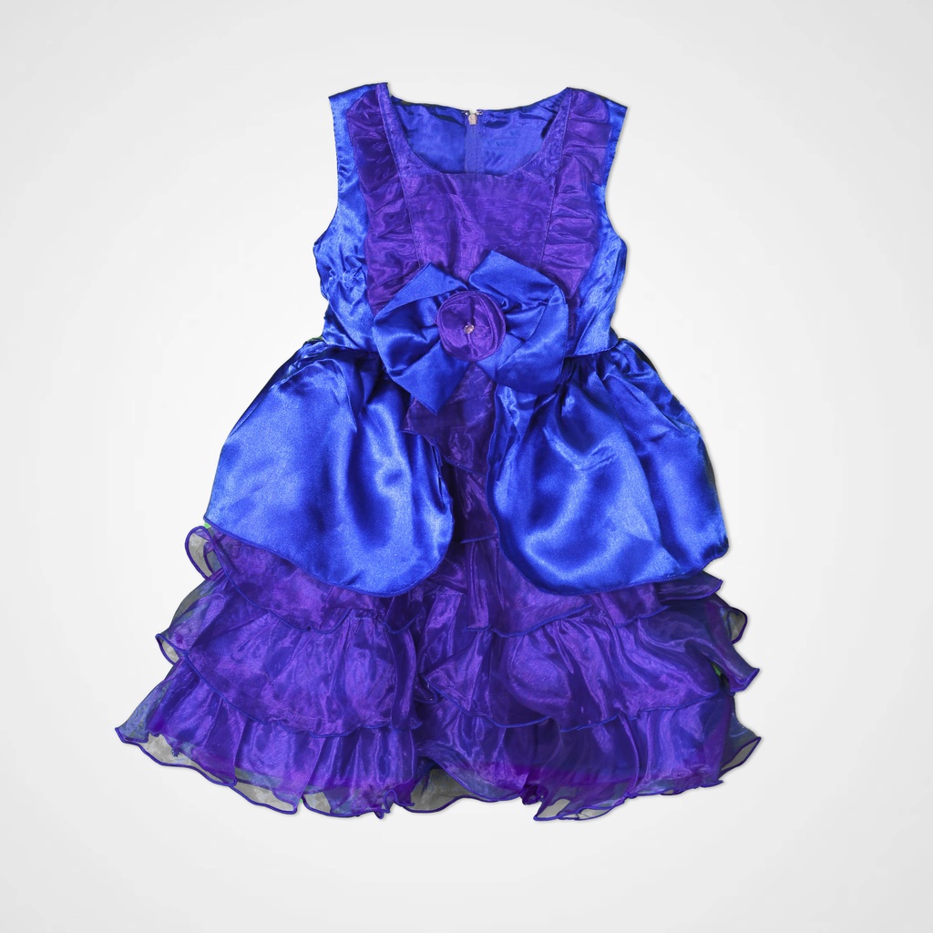 Haura Dress Anak Ruffle Satin Premium &amp; Bando Anak AK37