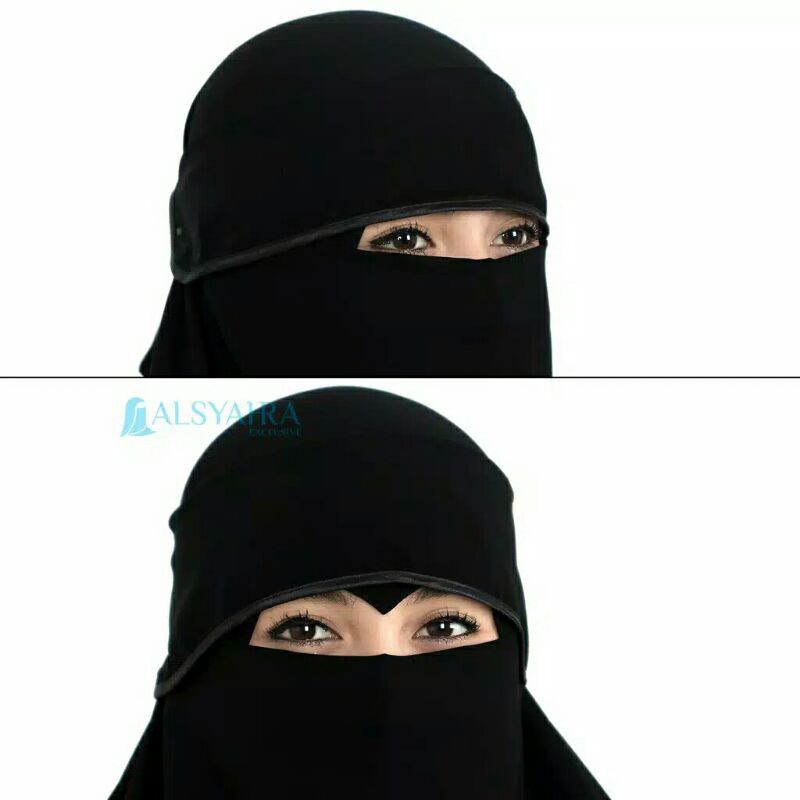 Alsyahra Exclusive Niqab Bandana Poni Bisban Elang / Lurus Sifon Jetblack