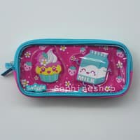 SMIGGLE  DIZZY SEE  THRU  PENCIL CASE  MERAH MUDA