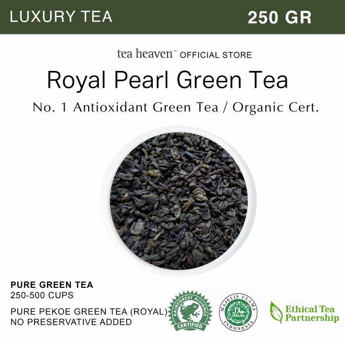 

Bb0621D Teh Hijau Organik Premium Chinese Royal Pearl Green Tea - 250 Gram 0547771