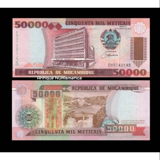 UANG MOZAMBIQUE 50000 METICAIS 1993 UNC