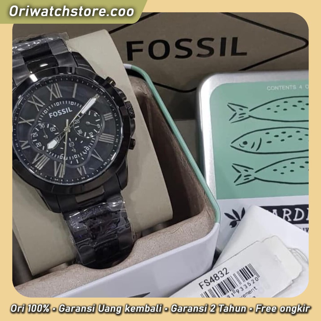 TERLARIS FOSSIL ORIGINAL GARANSI JAM TANGAN PRIA GRANT CHRONOGRAPH STAINLESS STEEL FS5024 FS4831