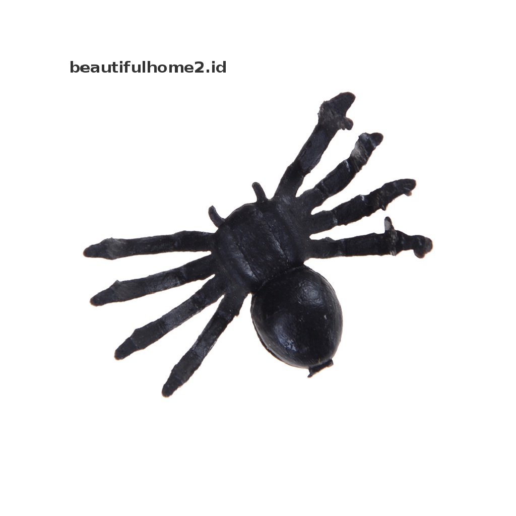 (Beautifulhome2.Id) 50 Pcs Mainan Laba-Laba Palsu Bahan Plastik Warna Hitam Untuk Lelucon / Halloween