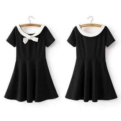 BEST SELLER Dress Import Classic Party Mini Pesta Baju Korea Rok Hitam Putih Black Wanita Murah