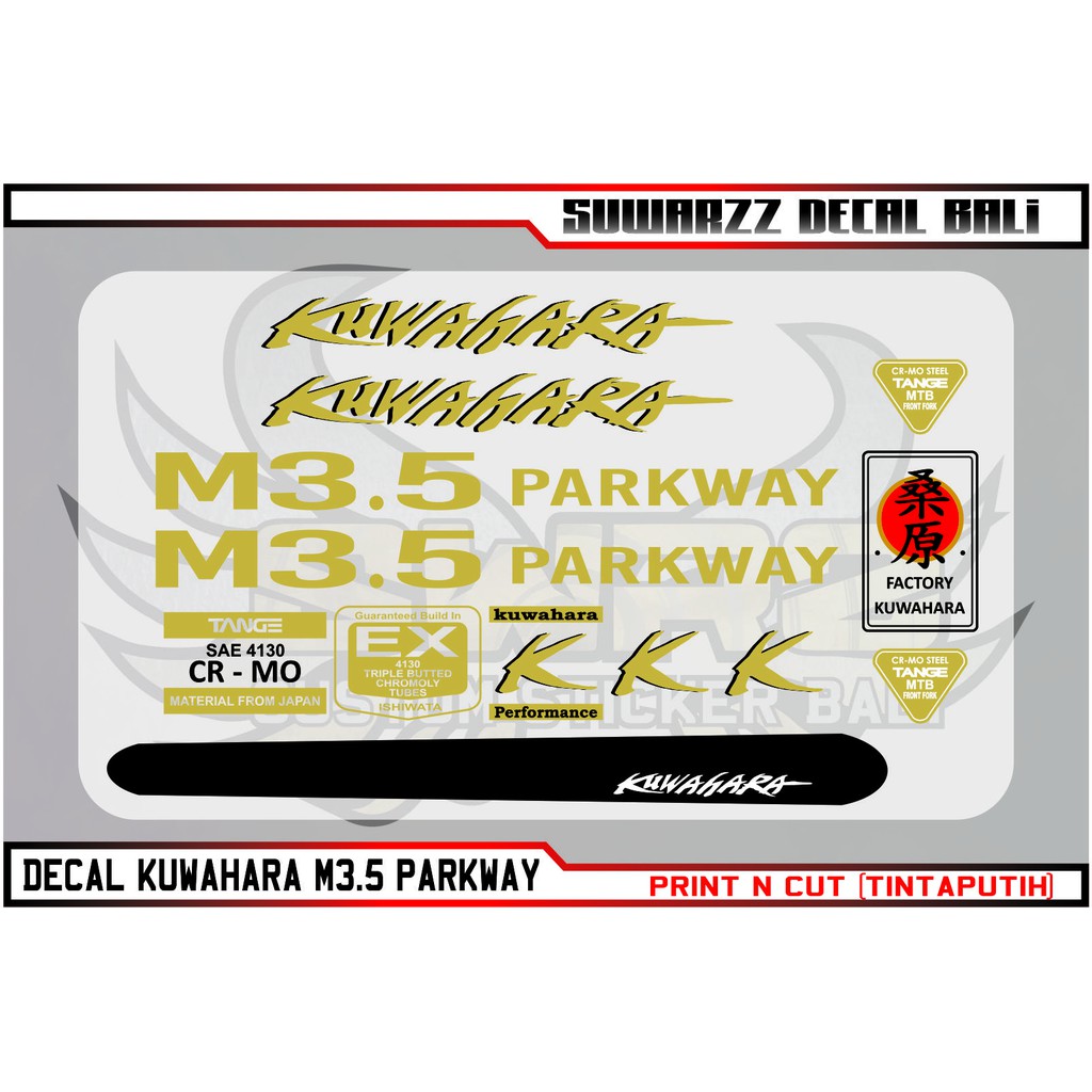 DECAL BIKE STICKER STIKER SEPEDA KUWAHARA M3.5 PARKWAY