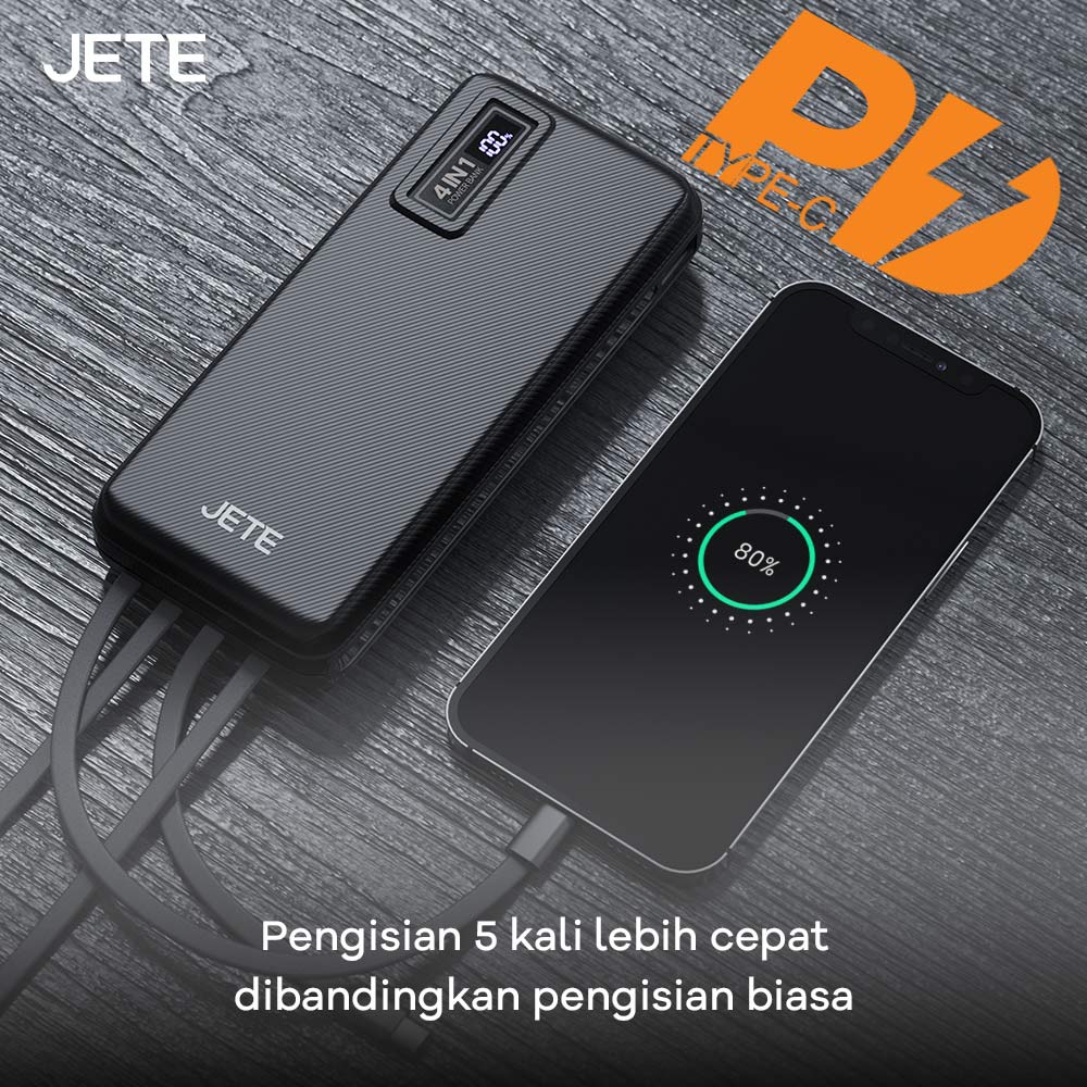 Power Bank 20000 MaH Powerbank with Built In Cable 22,5W JETE B5 - Garansi 2 Tahun