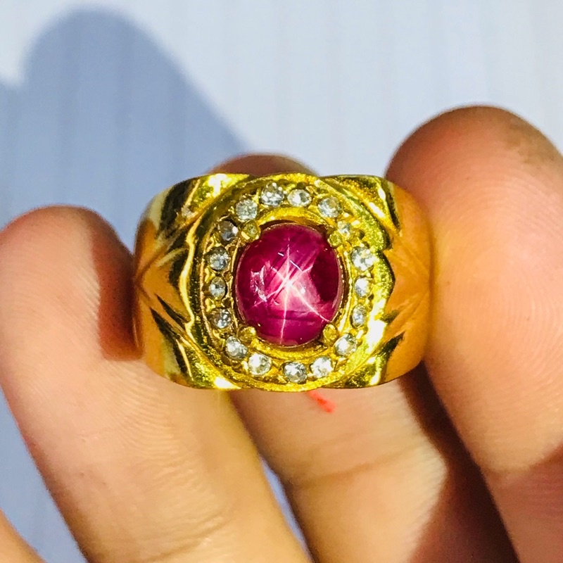 Batu cincin permata Natural Ruby Star Madagaskar