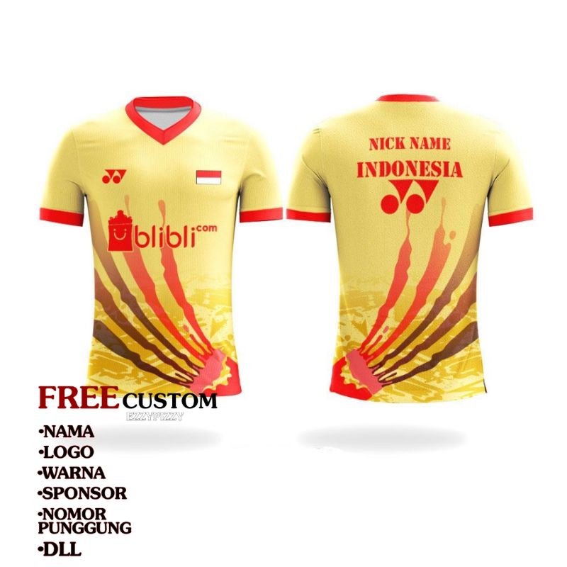 Jersey Badminton Custom - Jersey bulutangkis Original - INDONESIA BLIBLI 2021