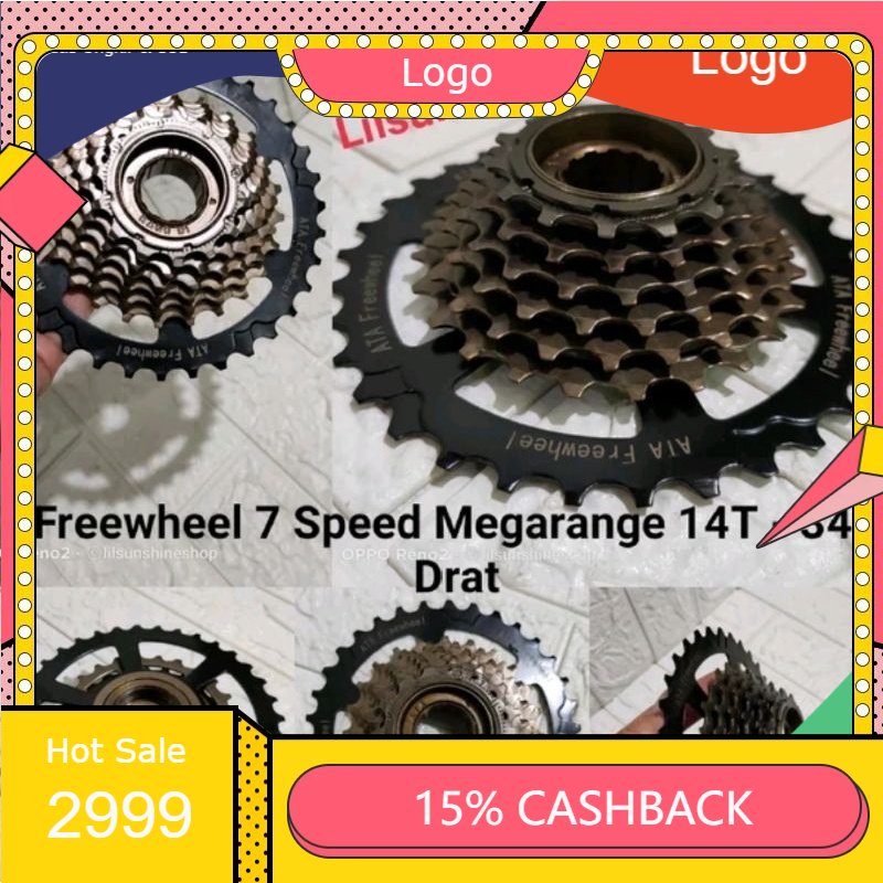 Freewheel Gir Gear Sprocket 7 Speed Megarange ATA KANG DI 14T-34T