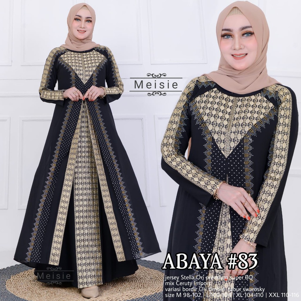 Turkey Abaya 83 Gamis Muslimah Turki Arabian Terbaru Bordir Mote Swarosky M L XL XXL ORI MEISIE