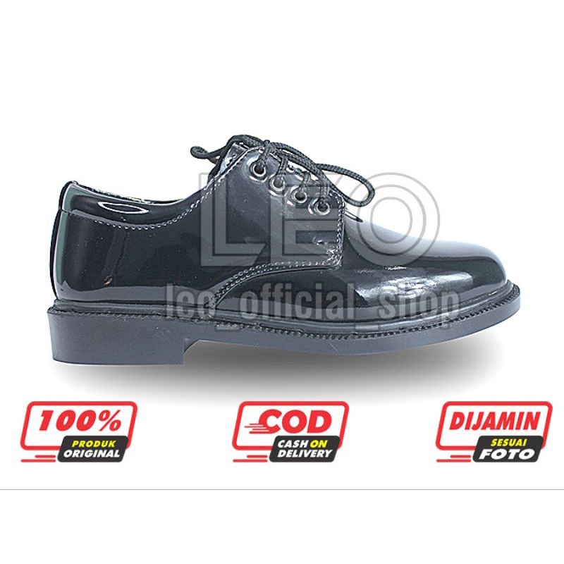 Sepatu PDH Pendek 01 TNI Satpam Security Hitam Kilap / Sepatu Kerja Dinas Hitam Glossi Satpam Polri TNI AD AL AU Guru Perkantoran PNS Pria - DT01