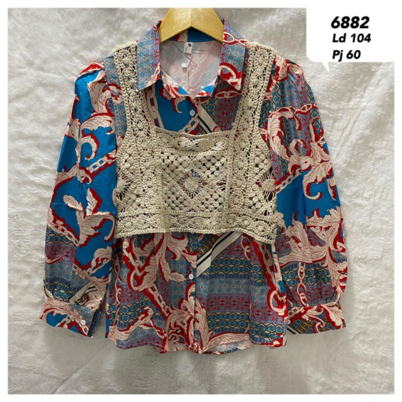 kemeja katun+rompi random import 6882