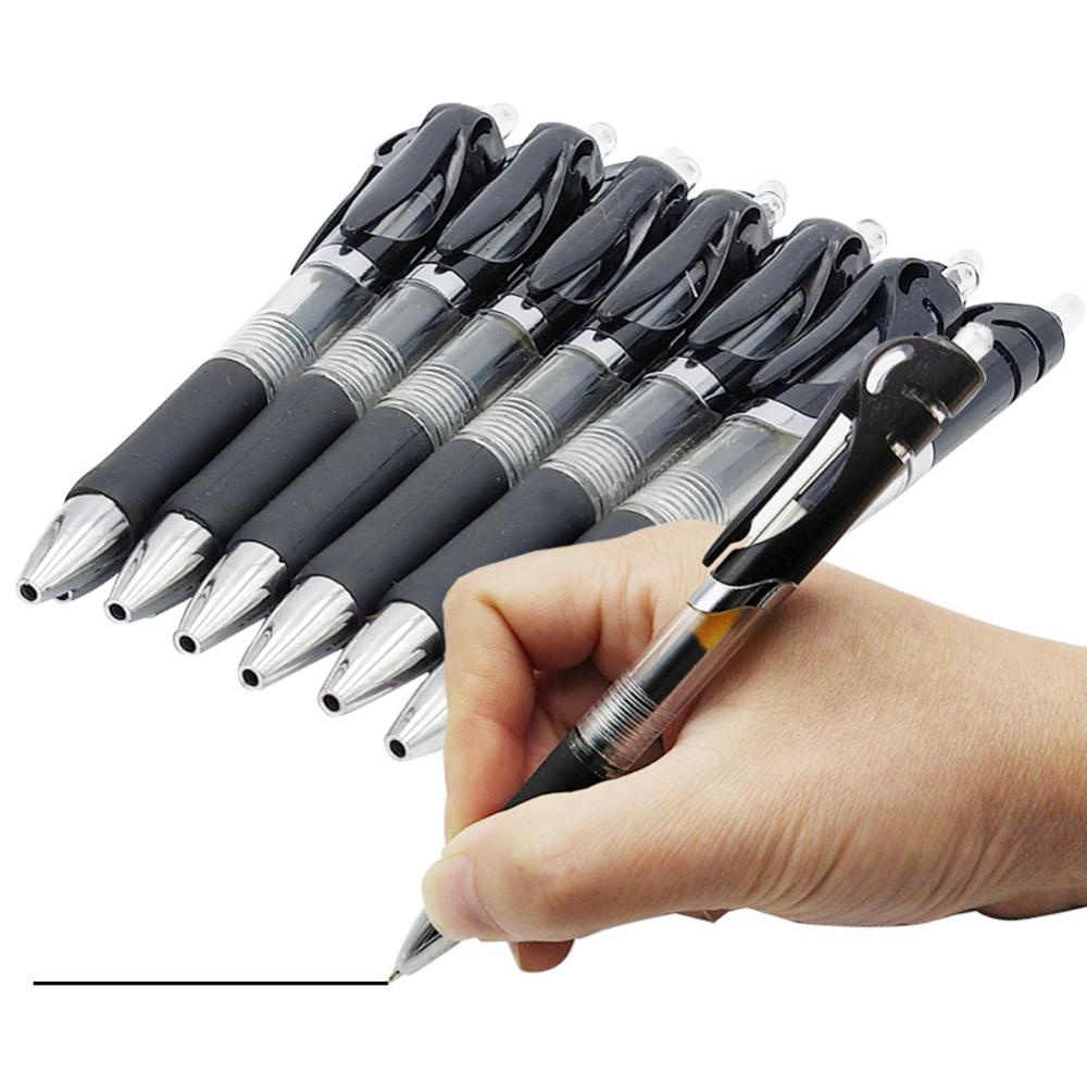 Timekey 5pcs / set Pulpen Gel 0.5mm Retractable Warna Hitam / Biru / Merah Kapasitas Besar Untuk Sekolah / Kantor B9W4