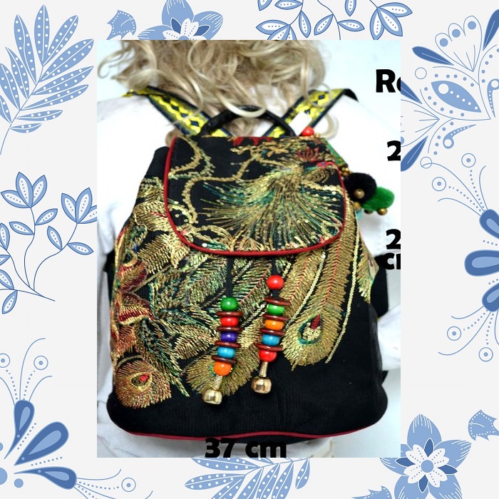 Tas Ransel Kain Wanita Import Etnik Thailand  Tas Ransel Sekolah Wanita Stylish Backpack
