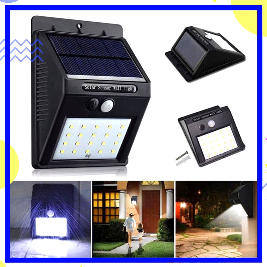 Lampu Taman Lampu Tembok Lampu Dinding Sensor Solar Tenaga Matahari Surya Outdoor 20 LED