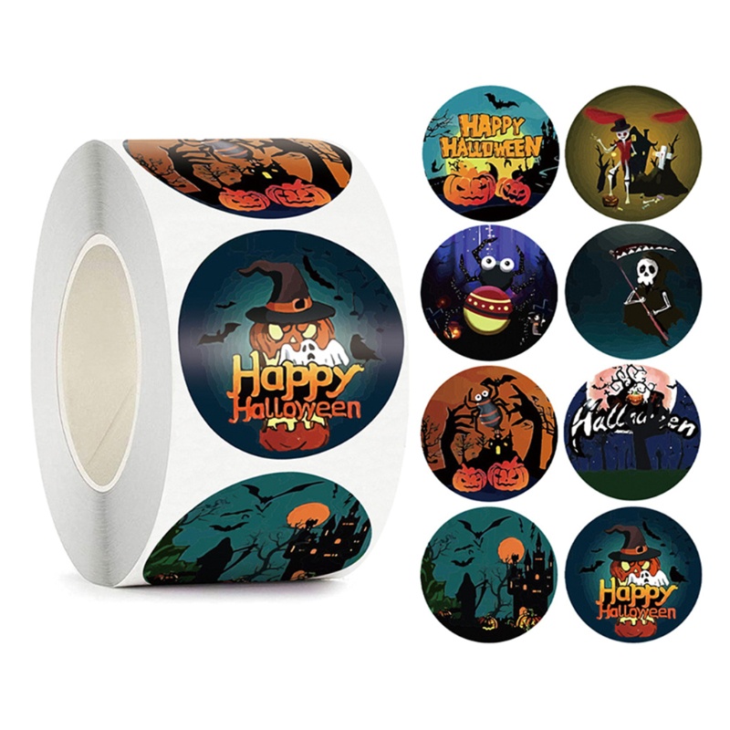 500 Pcs Stiker Segel Karakter Halloween 8 Alterating Designs Untuk Hadiah