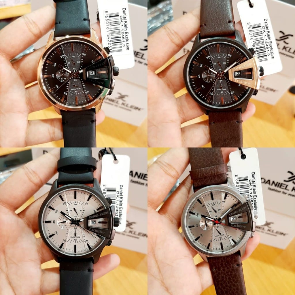 DANIEL KLEIN EXCLUSIVE DK112461  LEATHER JAM TANGAN PRIA ORIGINAL ORI