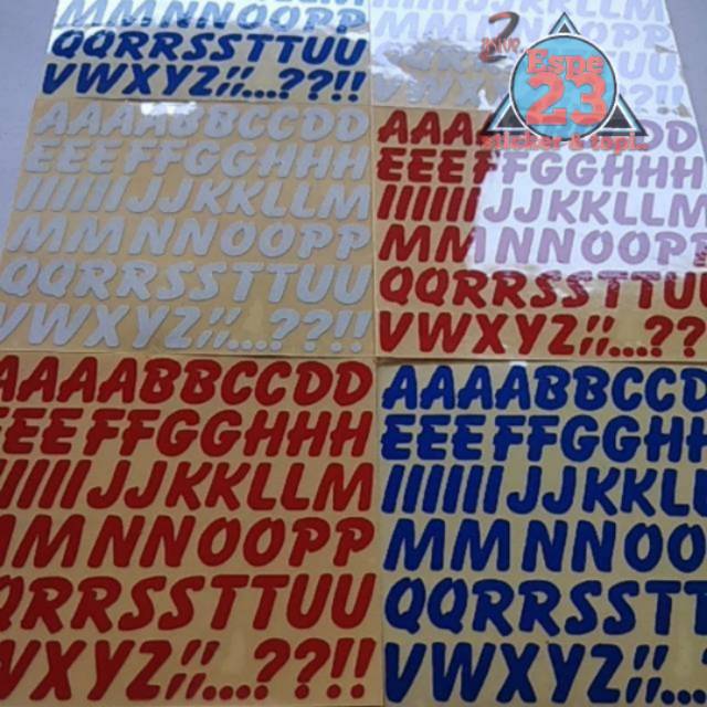 Sticker Cutting Huruf Abjad ukuran Perlembar 8×7cm (Sticker Variasi buat bikin nama dll..)
