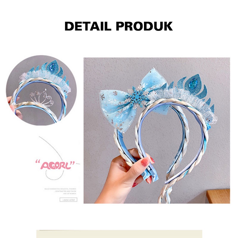 Bando Korea Anak Perempuan Aksen Elsa Frozen Aksesoris Bandana Rambut Palsu Fashion korea style Anak Bayi Lucu bahan import AK124