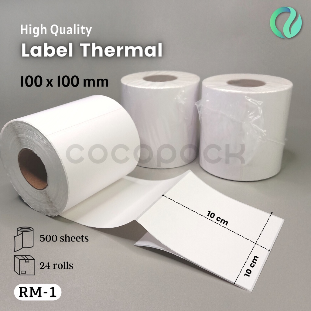 

Label Kertas sticker Direct Thermal Paper 100x100mm Isi 500Pcs