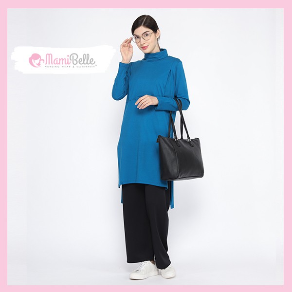 

Mamibelle Mari Tunik Blouse Hamil & Menyusui Blue Premium
