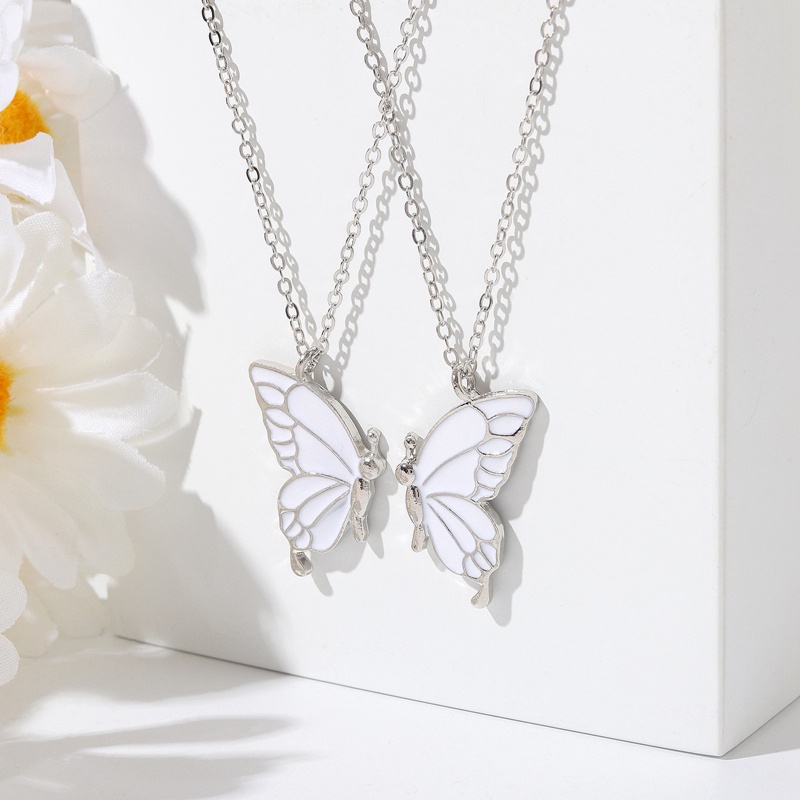 2pcs / Set Kalung Persahabatan Model Butterfly Matching Untuk Wanita