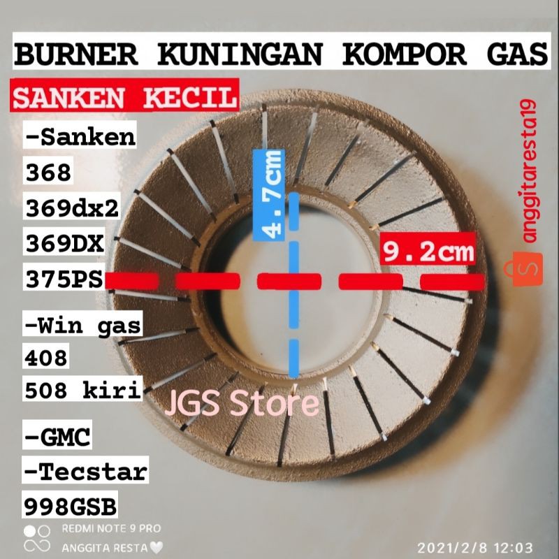 Burner Kuningan Kompor Gas SANKEN