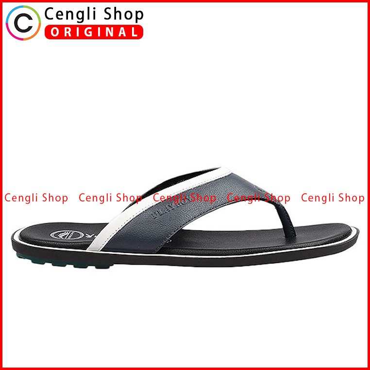 PLAYBOY SANDAL JEPIT KULIT CASUAL PRIA ORIGINAL TERBARU BIRU NAVY PLB6