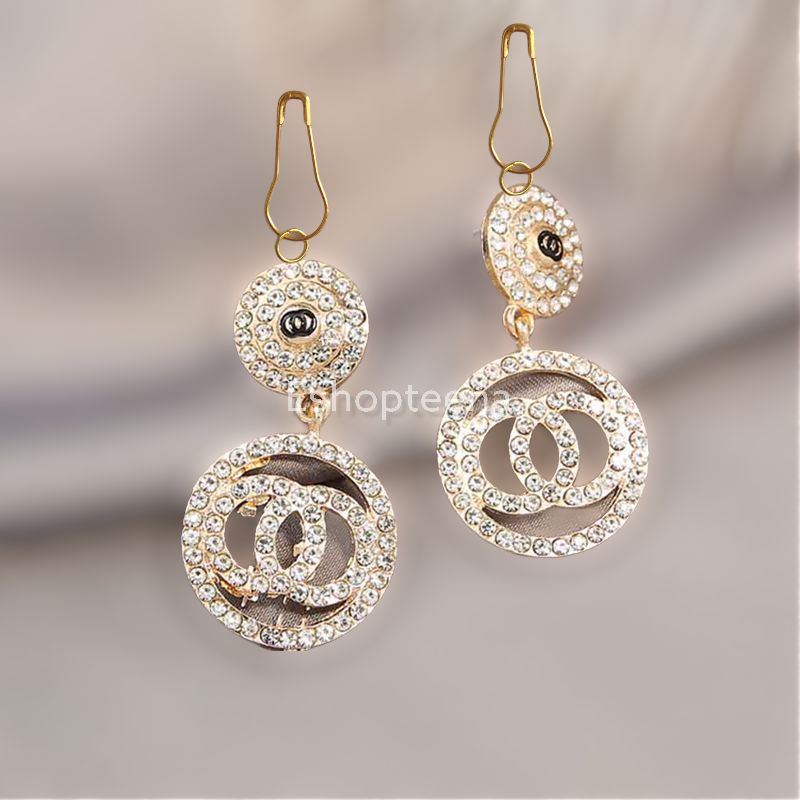 A196 anting bulat chanel gold full mata_anting jilbab