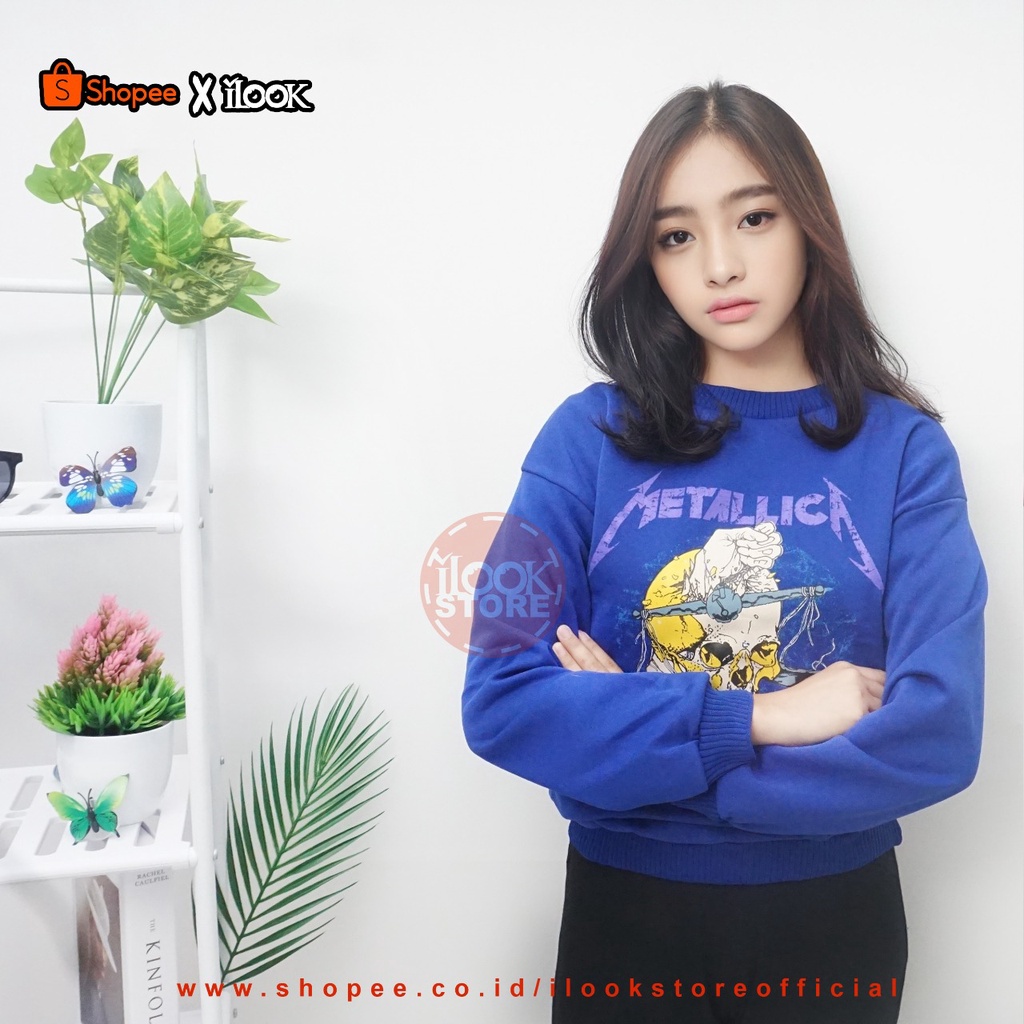 ilook | Sweater Oblong Metalica Crewneck | Sweater Metalica | Sweater Bahan Fleece